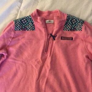 Vineyard Vines Pink Pullover with Patterned Shoulders